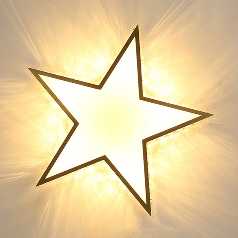 Lustre en cuivre et or style colonial Vintage Crystal Star 4 lumières encastré chambre à coucher