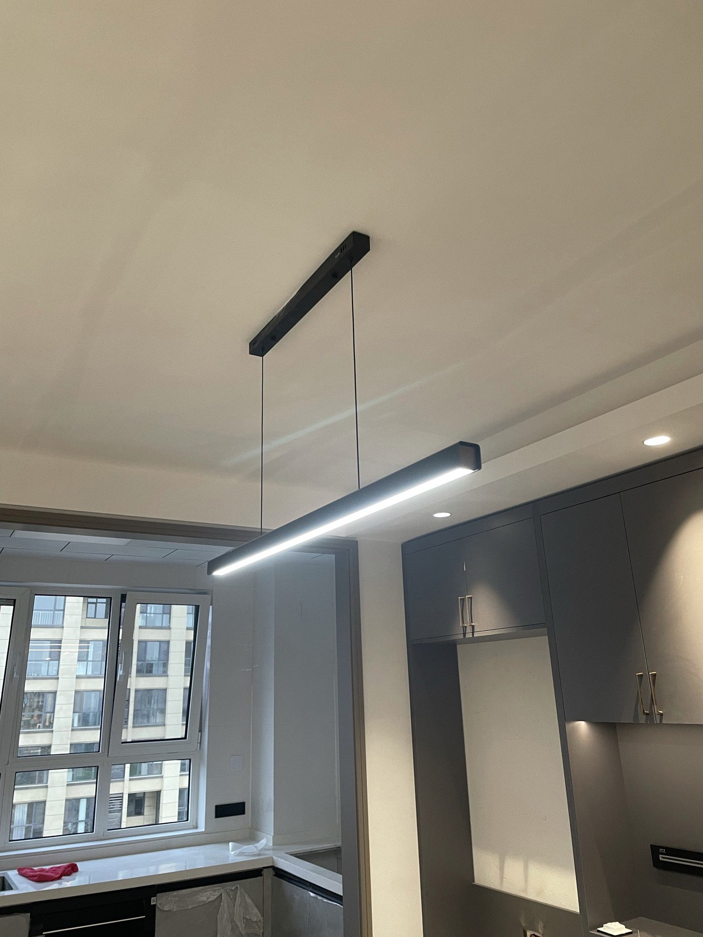 Modern Metal Chandelier Lamp Linear 1-light LED Island Pendant for Dining Room