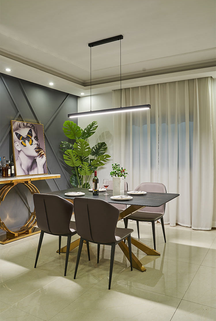 Modern Metal Chandelier Lamp Linear 1-light LED Island Pendant for Dining Room