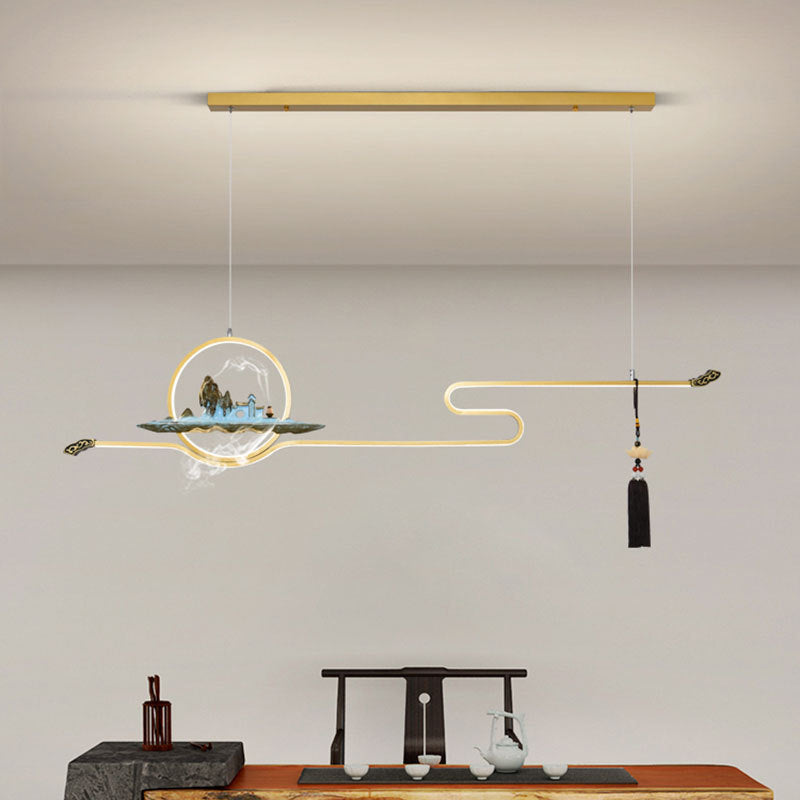 Luci a sospensione a sospensione in metallo Lampade sospese lineari contemporanee per sala da tè