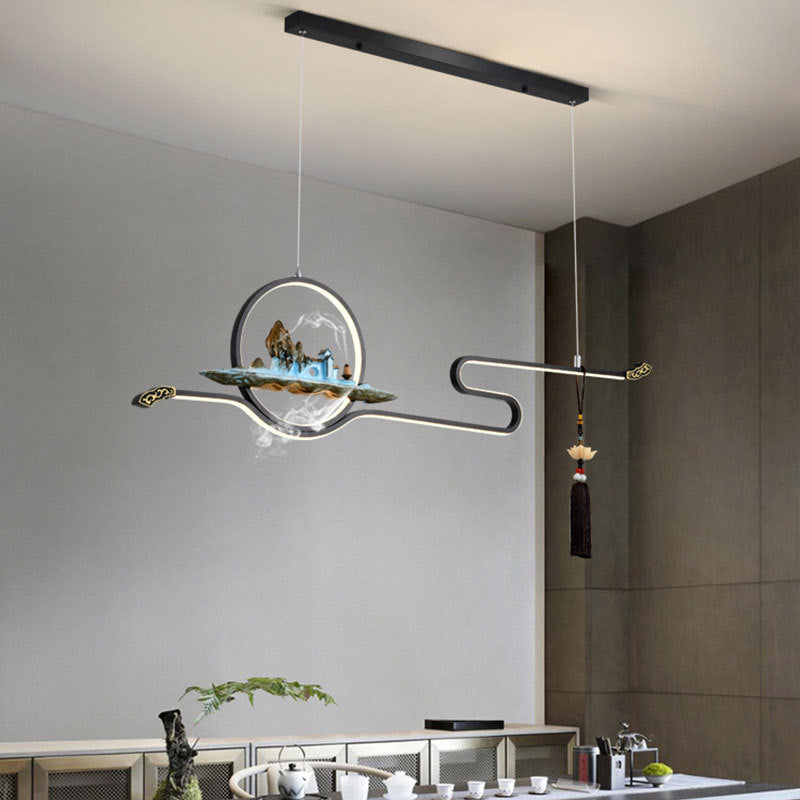 Luci a sospensione a sospensione in metallo Lampade sospese lineari contemporanee per sala da tè