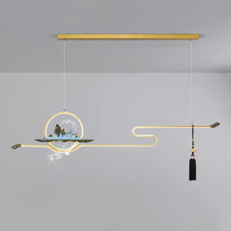 Luci a sospensione a sospensione in metallo Lampade sospese lineari contemporanee per sala da tè