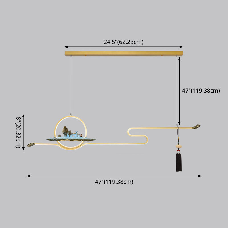 Luci a sospensione a sospensione in metallo Lampade sospese lineari contemporanee per sala da tè