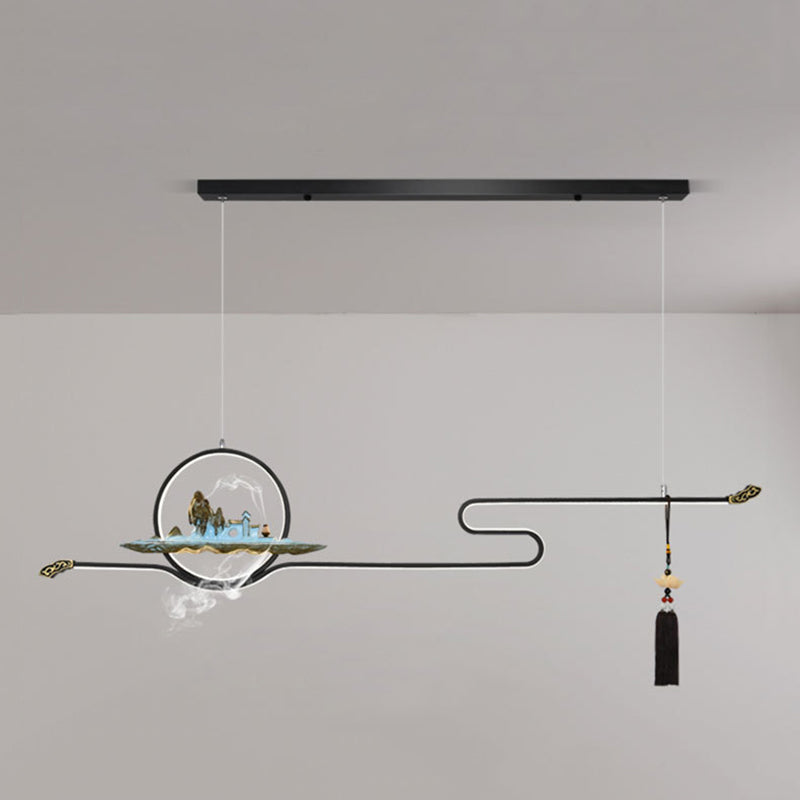 Luci a sospensione a sospensione in metallo Lampade sospese lineari contemporanee per sala da tè