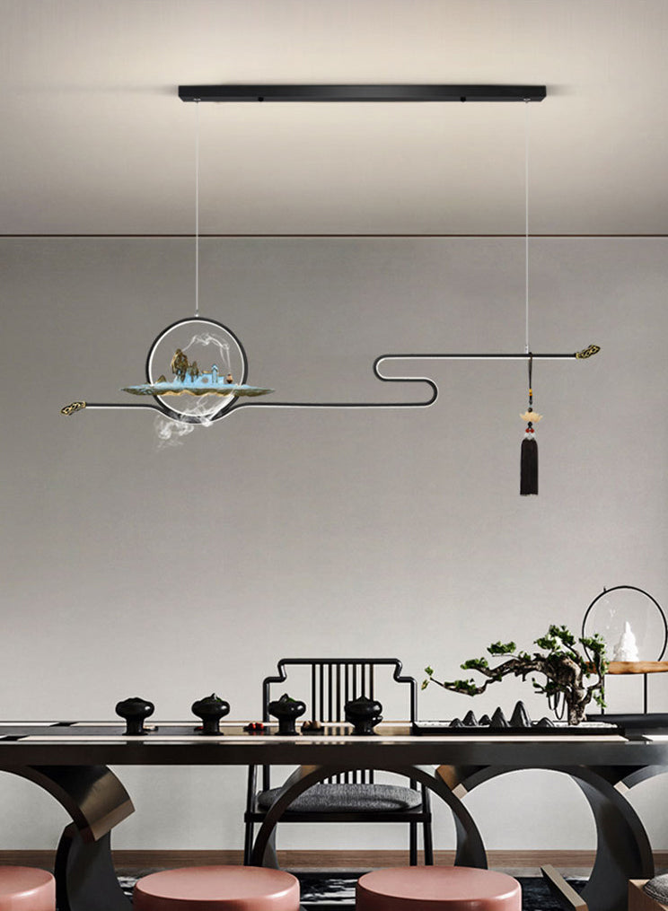 Luci a sospensione a sospensione in metallo Lampade sospese lineari contemporanee per sala da tè