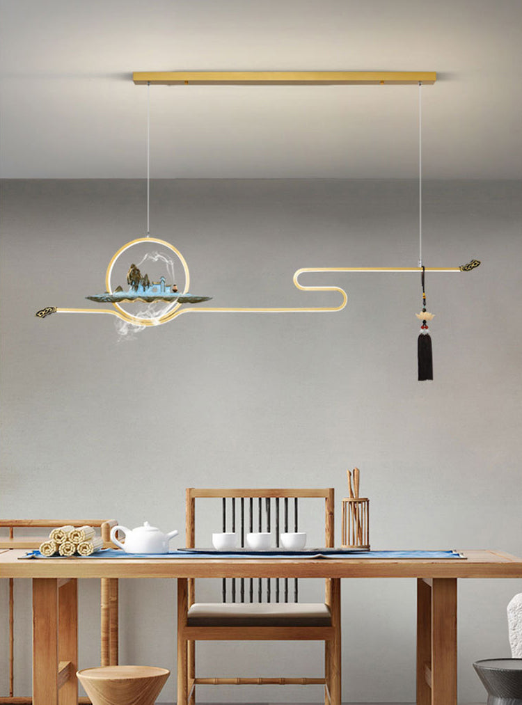 Luci a sospensione a sospensione in metallo Lampade sospese lineari contemporanee per sala da tè