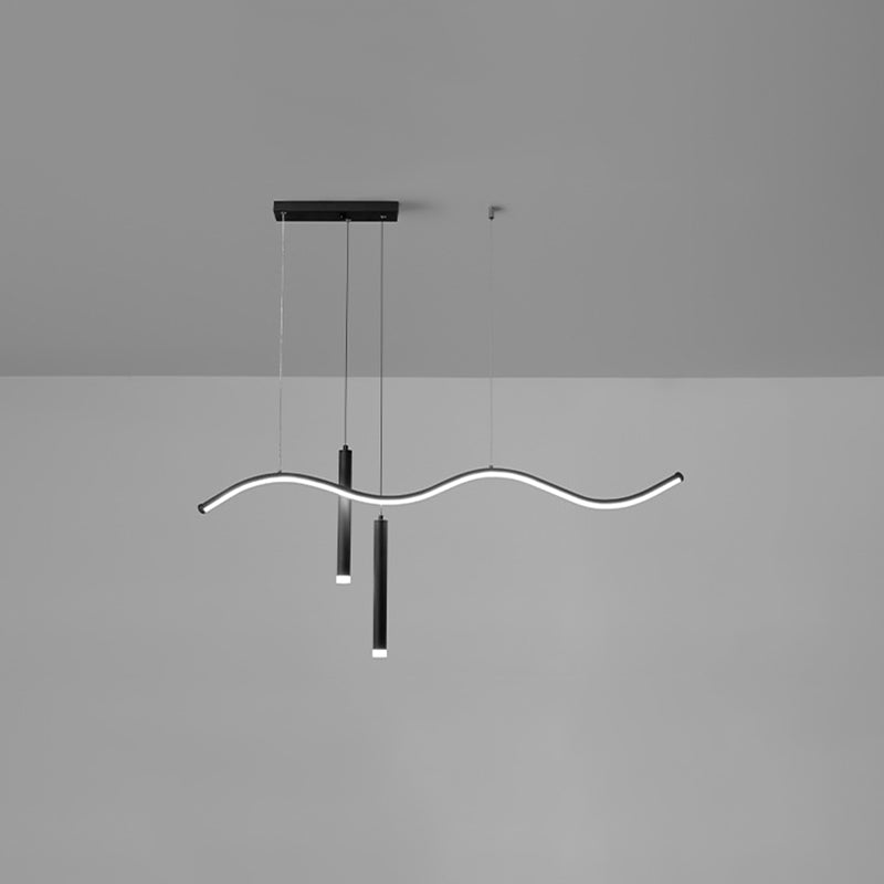 Modern Concise LED Island Light Aluminium Linear Pendant Light with Silicone Shade