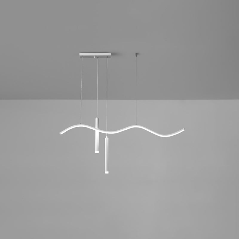 Modern Concise LED Island Light Aluminium Linear Pendant Light with Silicone Shade