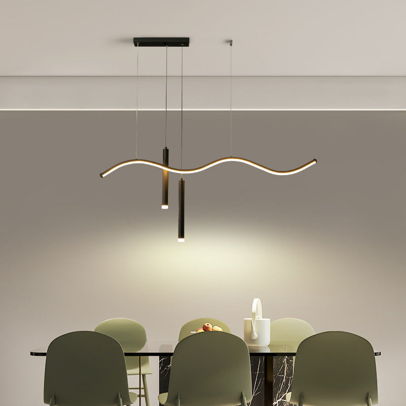 Modern Concise LED Island Light Aluminium Linear Pendant Light with Silicone Shade