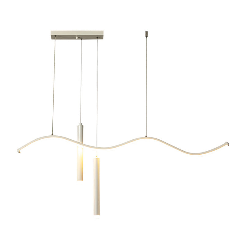 Modern Concise LED Island Light Aluminium Linear Pendant Light with Silicone Shade