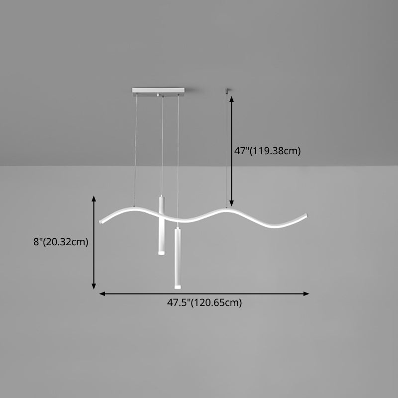 Modern Concise LED Island Light Aluminium Linear Pendant Light with Silicone Shade