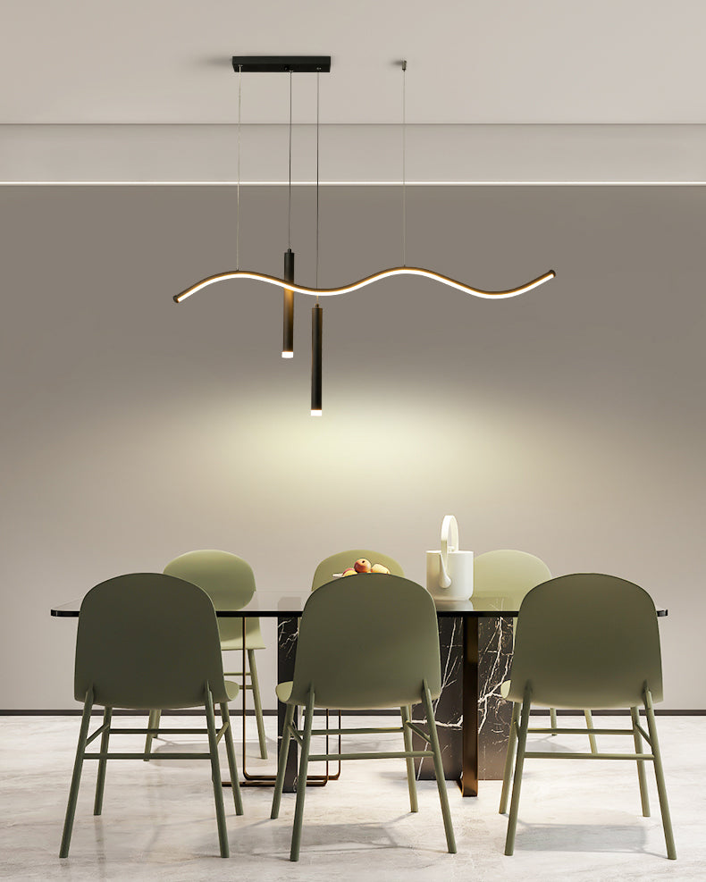 Modern Concise LED Island Light Aluminium Linear Pendant Light with Silicone Shade