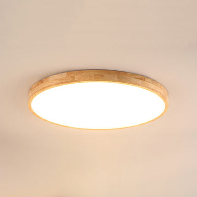 1-Light Wood Flush Mount Led Light Fixture Modern Style Circle Flush Mount Ceiling Lighting