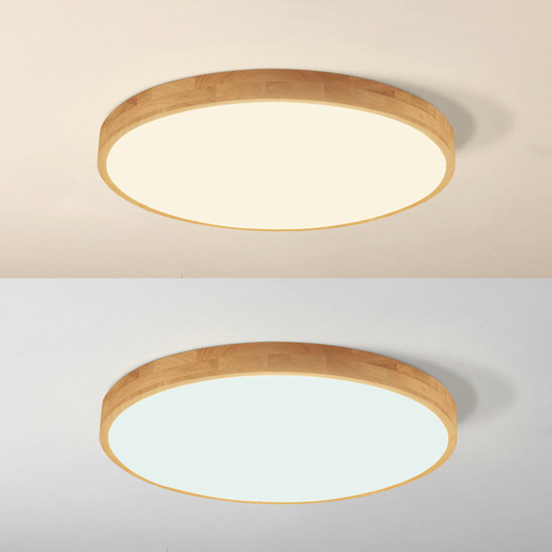 1-Light Wood Flush Mount Led Light Fixture Modern Style Circle Flush Mount Ceiling Lighting