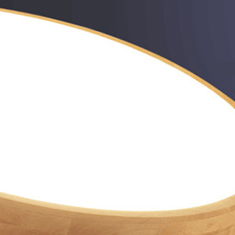 1-Light Wood Flush Mount Led Light Fixture Modern Style Circle Flush Mount Ceiling Lighting