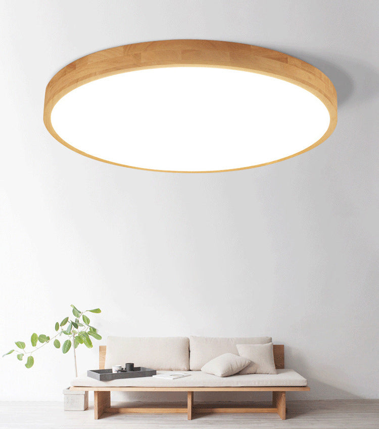 1-Light Wood Flush Mount Led Light Fixture Modern Style Circle Flush Mount Ceiling Lighting