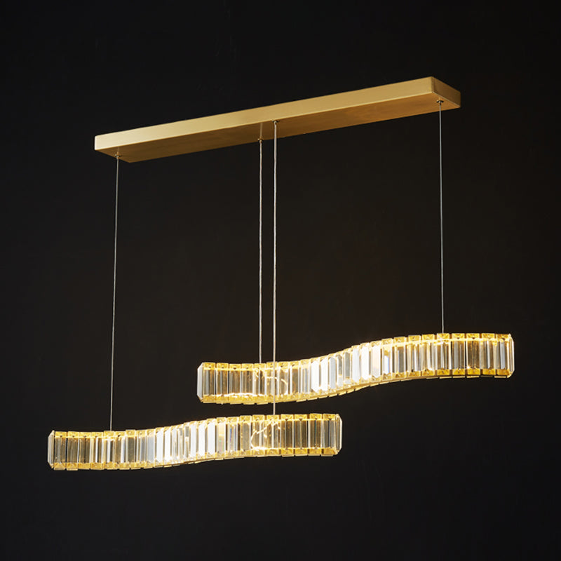 Lampada sospesa lineare moderna a LED a LED LED LED Light con tonalità di cristallo