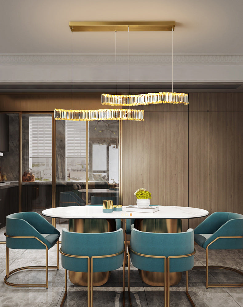 Lampada sospesa lineare moderna a LED a LED LED LED Light con tonalità di cristallo