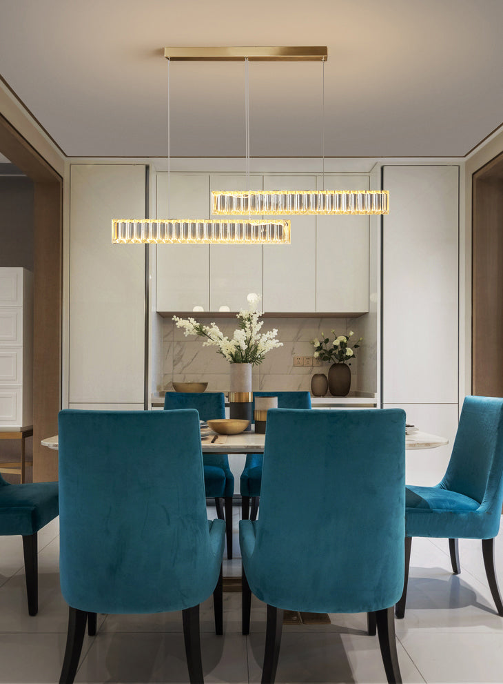 Lampada sospesa lineare moderna a LED a LED LED LED Light con tonalità di cristallo