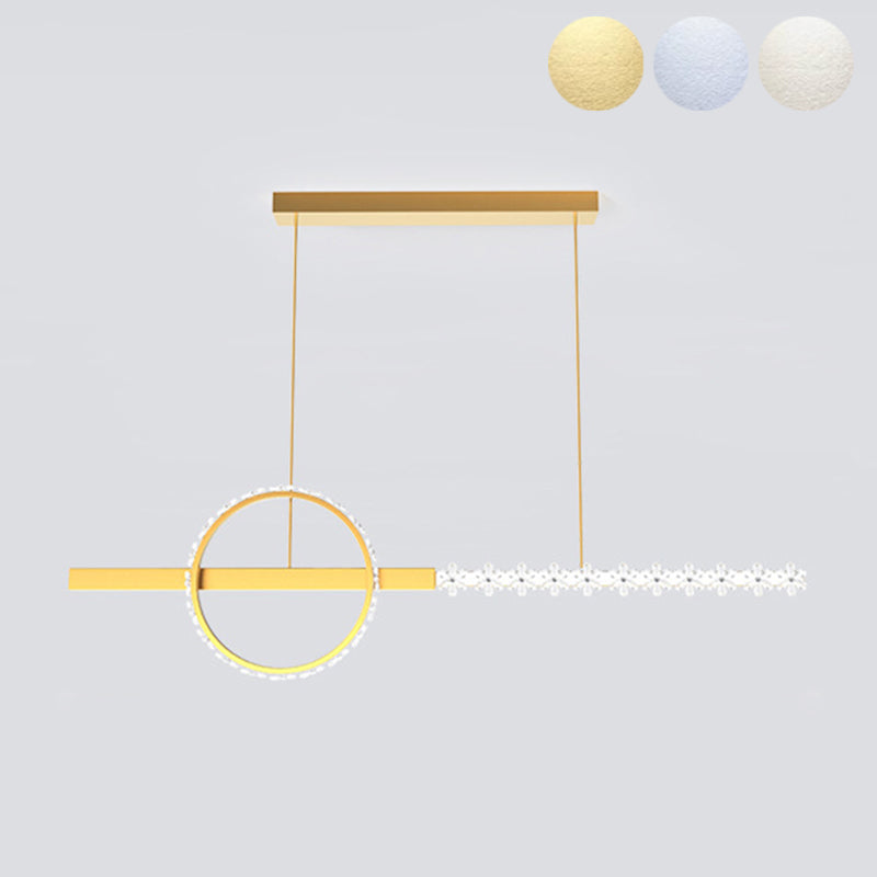 Moderno lampadario a forma di pizzo lineare Isola illuminazione in metallo 2 luci isola luminosa in oro