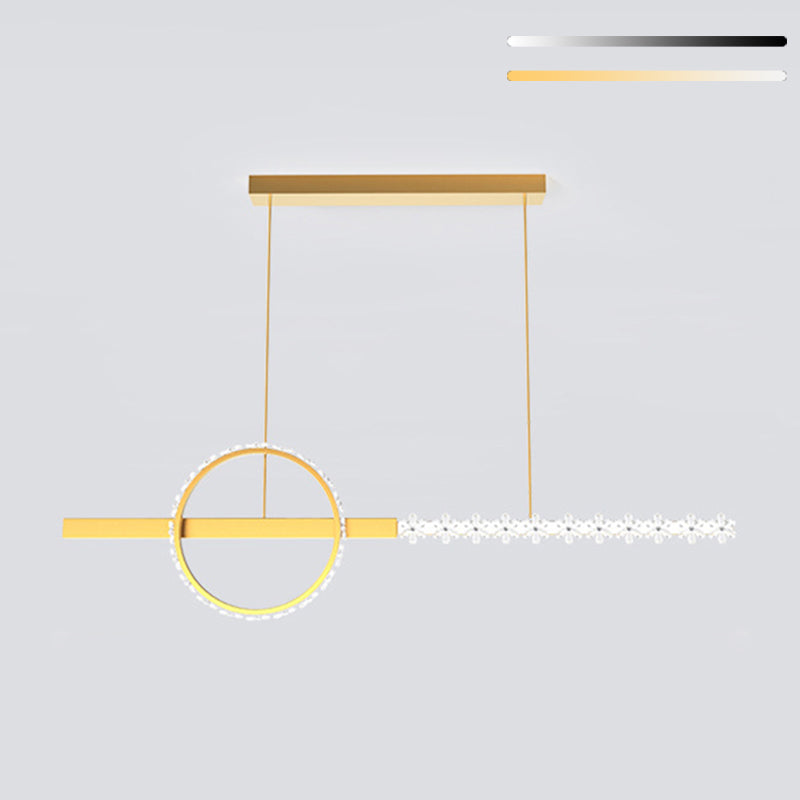 Moderno lampadario a forma di pizzo lineare Isola illuminazione in metallo 2 luci isola luminosa in oro