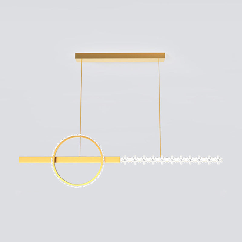 Moderno lampadario a forma di pizzo lineare Isola illuminazione in metallo 2 luci isola luminosa in oro