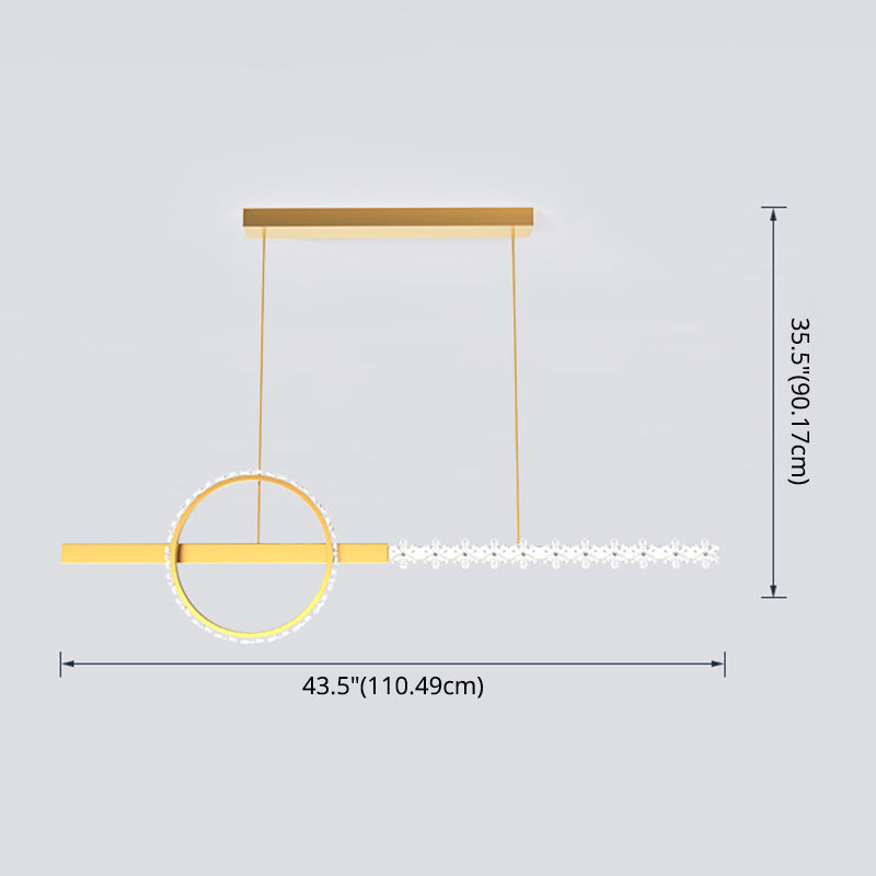 Moderno lampadario a forma di pizzo lineare Isola illuminazione in metallo 2 luci isola luminosa in oro