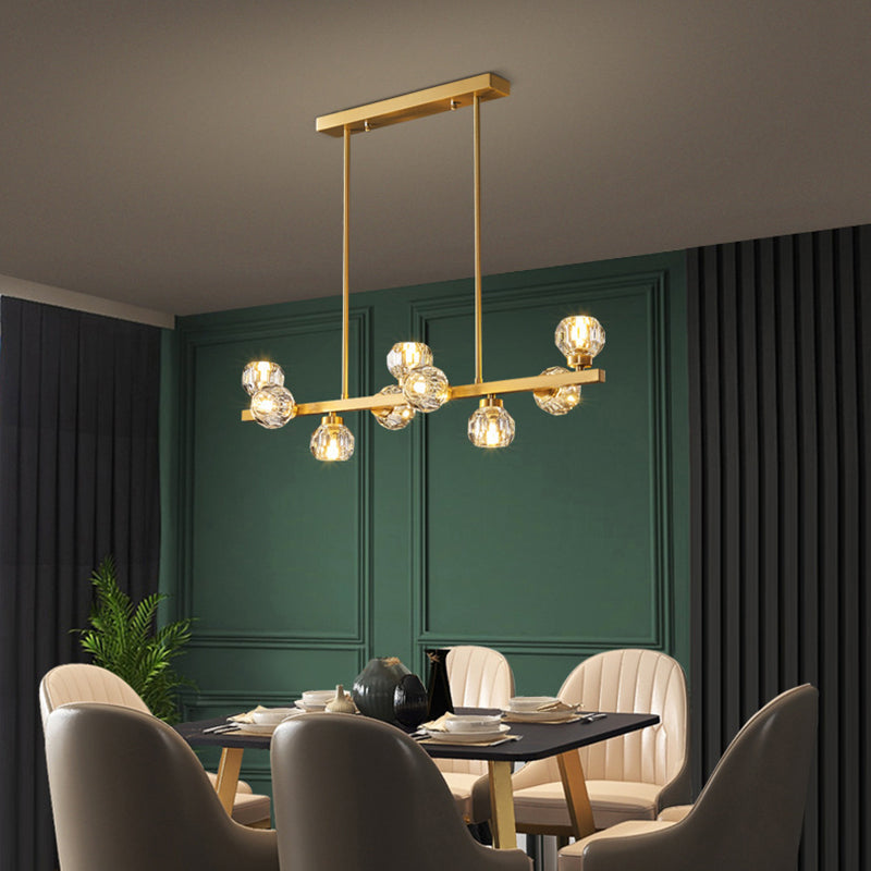 Modern Chandelier Bubble with Shape Island Lights Crystal And Metal Island Lamps in Gold