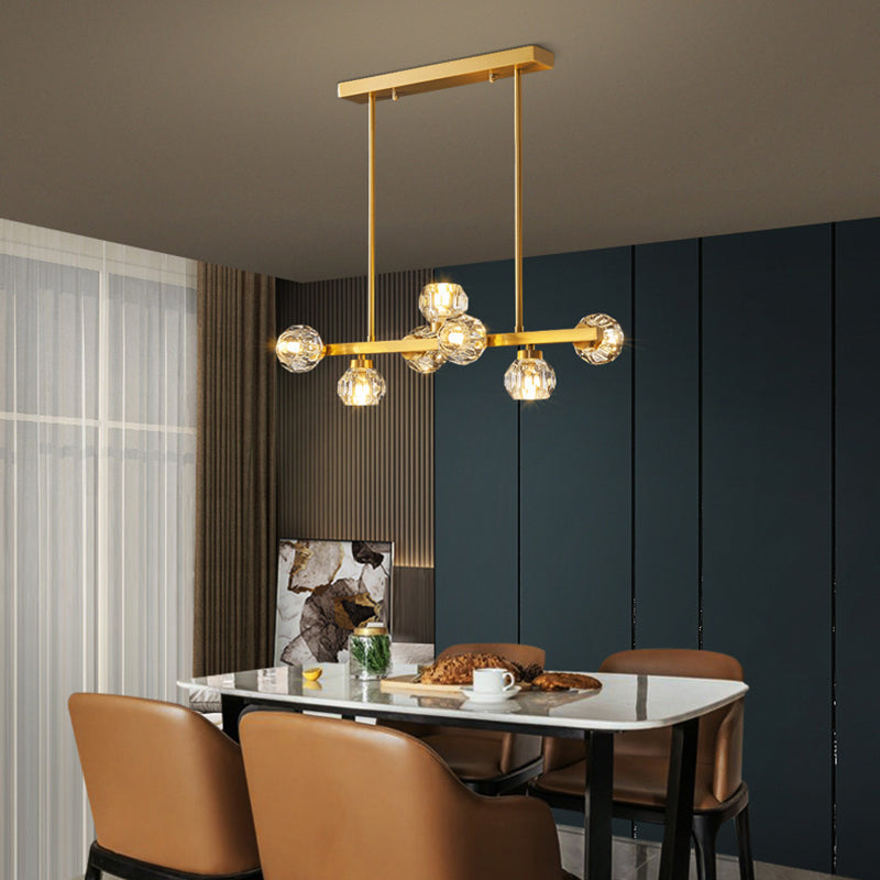 Modern Chandelier Bubble with Shape Island Lights Crystal And Metal Island Lamps in Gold