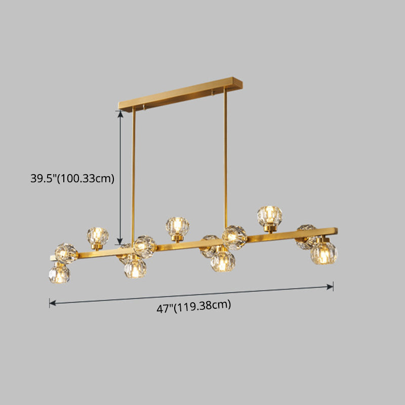 Modern Chandelier Bubble with Shape Island Lights Crystal And Metal Island Lamps in Gold