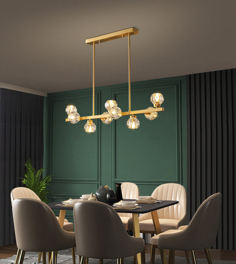 Modern Chandelier Bubble with Shape Island Lights Crystal And Metal Island Lamps in Gold