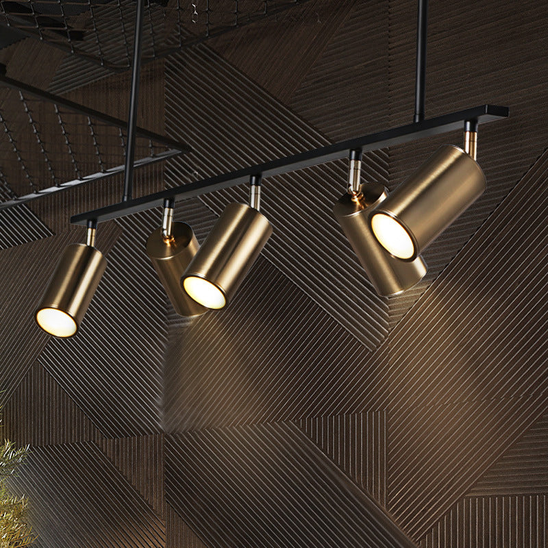 Modern Isola illuminazione cilindro lampadario isola metallo 5 illuminazione dell'isola in oro e nero