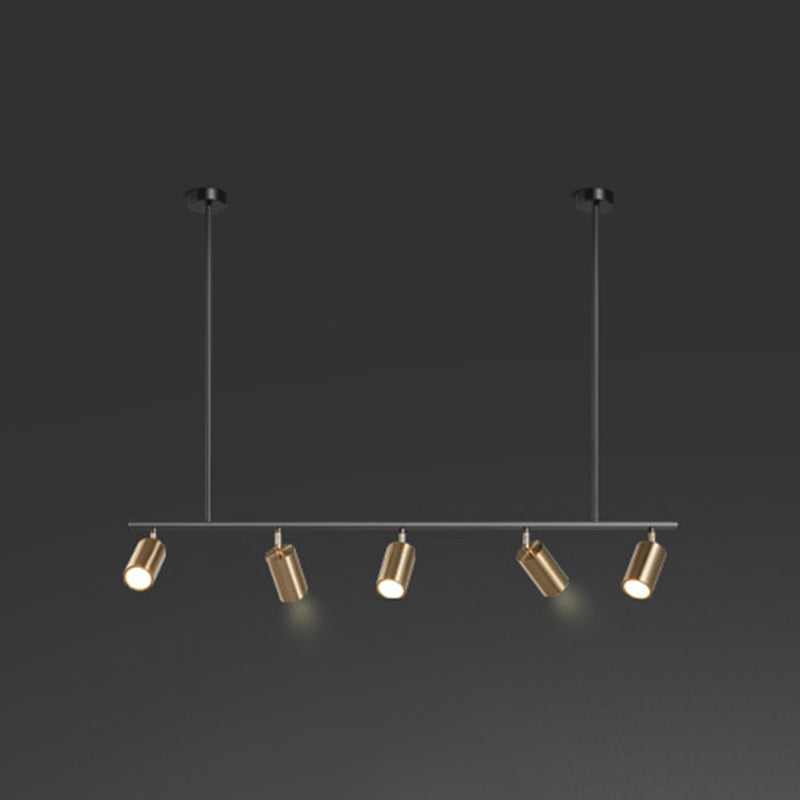 Modern Isola illuminazione cilindro lampadario isola metallo 5 illuminazione dell'isola in oro e nero