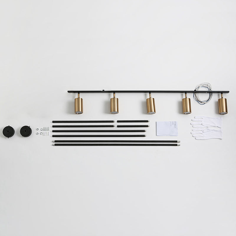 Modern Isola illuminazione cilindro lampadario isola metallo 5 illuminazione dell'isola in oro e nero