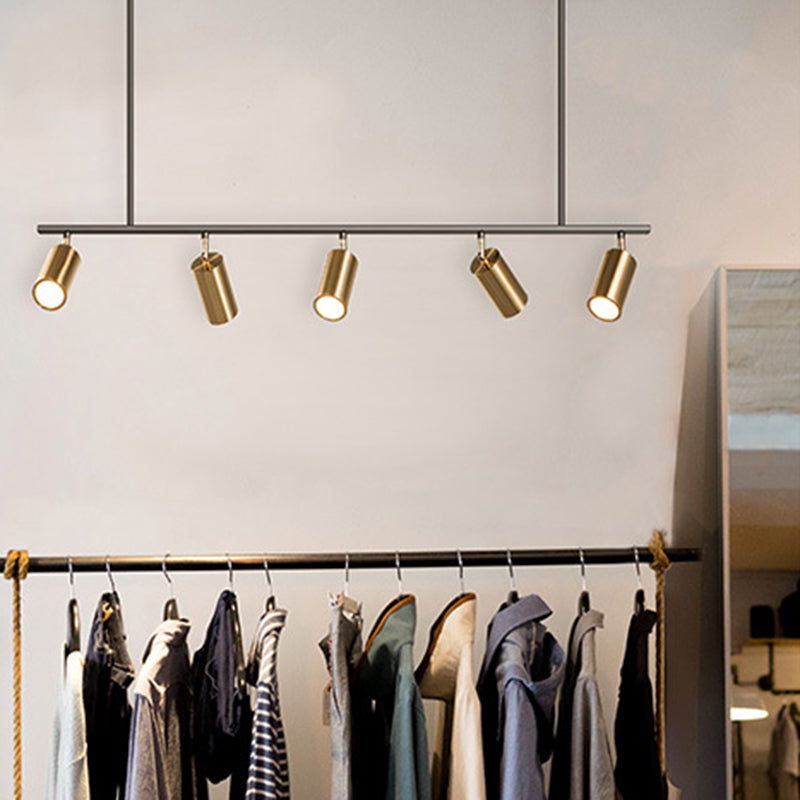 Modern Isola illuminazione cilindro lampadario isola metallo 5 illuminazione dell'isola in oro e nero