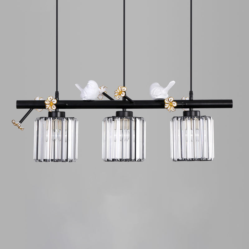 Luci dell'isola cilindro moderna illuminazione lampadario Crystal e Metal Island Lampada3 in oro