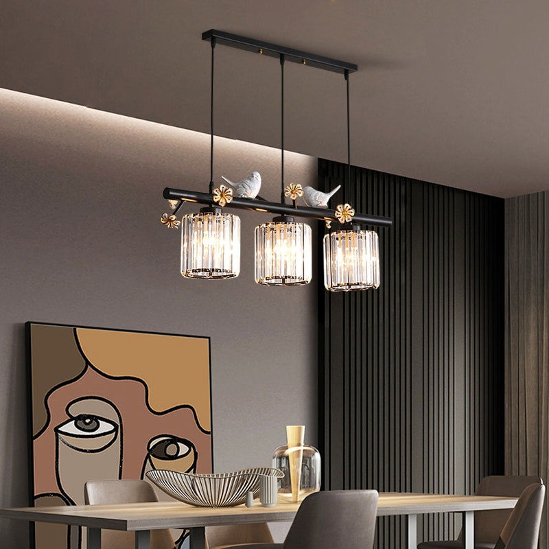 Luci dell'isola cilindro moderna illuminazione lampadario Crystal e Metal Island Lampada3 in oro