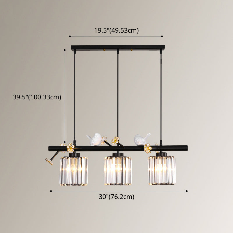 Luci dell'isola cilindro moderna illuminazione lampadario Crystal e Metal Island Lampada3 in oro