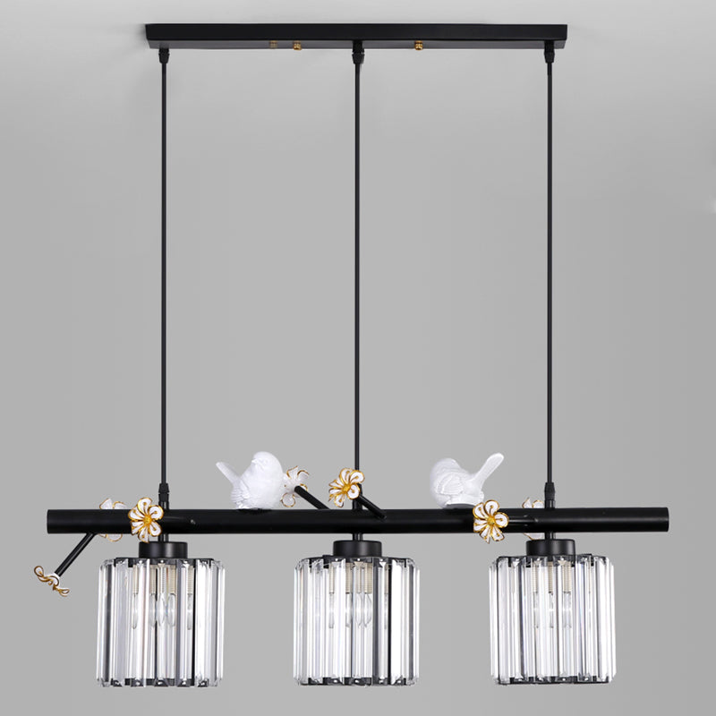 Luci dell'isola cilindro moderna illuminazione lampadario Crystal e Metal Island Lampada3 in oro