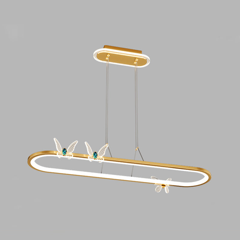 Luci dell'isola geometrica illuminazione moderna con farfalle lampade isola metallica 1 luce in oro