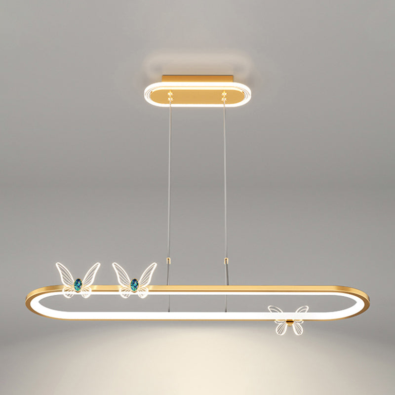 Luci dell'isola geometrica illuminazione moderna con farfalle lampade isola metallica 1 luce in oro