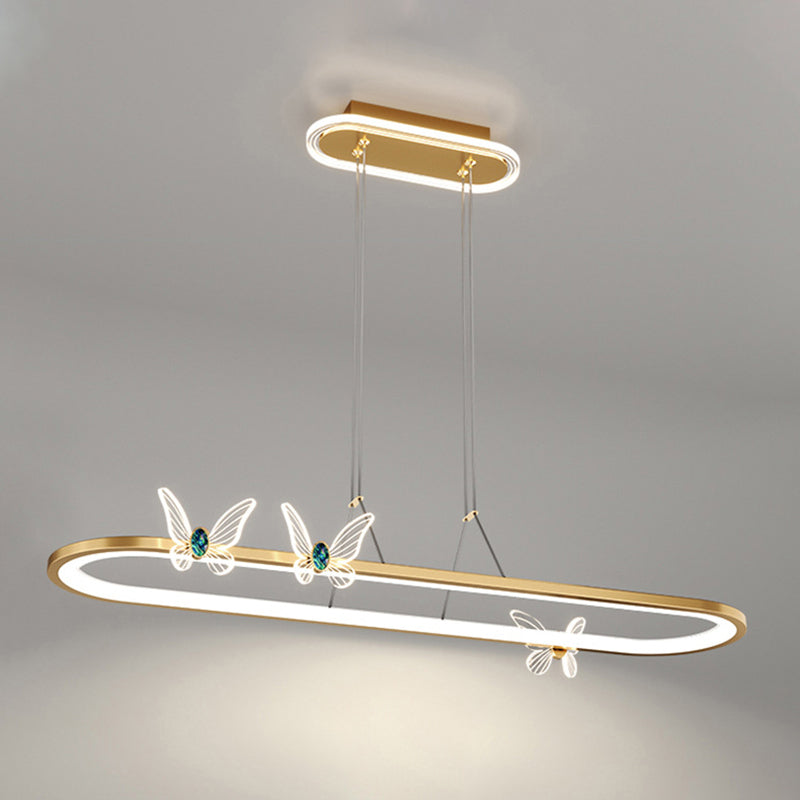 Luci dell'isola geometrica illuminazione moderna con farfalle lampade isola metallica 1 luce in oro