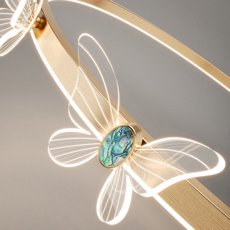 Luci dell'isola geometrica illuminazione moderna con farfalle lampade isola metallica 1 luce in oro