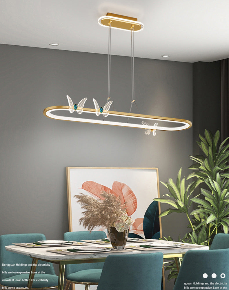 Luci dell'isola geometrica illuminazione moderna con farfalle lampade isola metallica 1 luce in oro