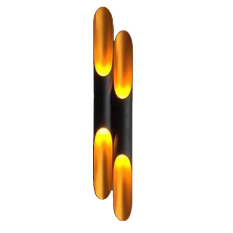 Schwarz -Gold -zylindrische Wandleuchte im modernen Luxusstil lackierten Aluminiumwandleuchten