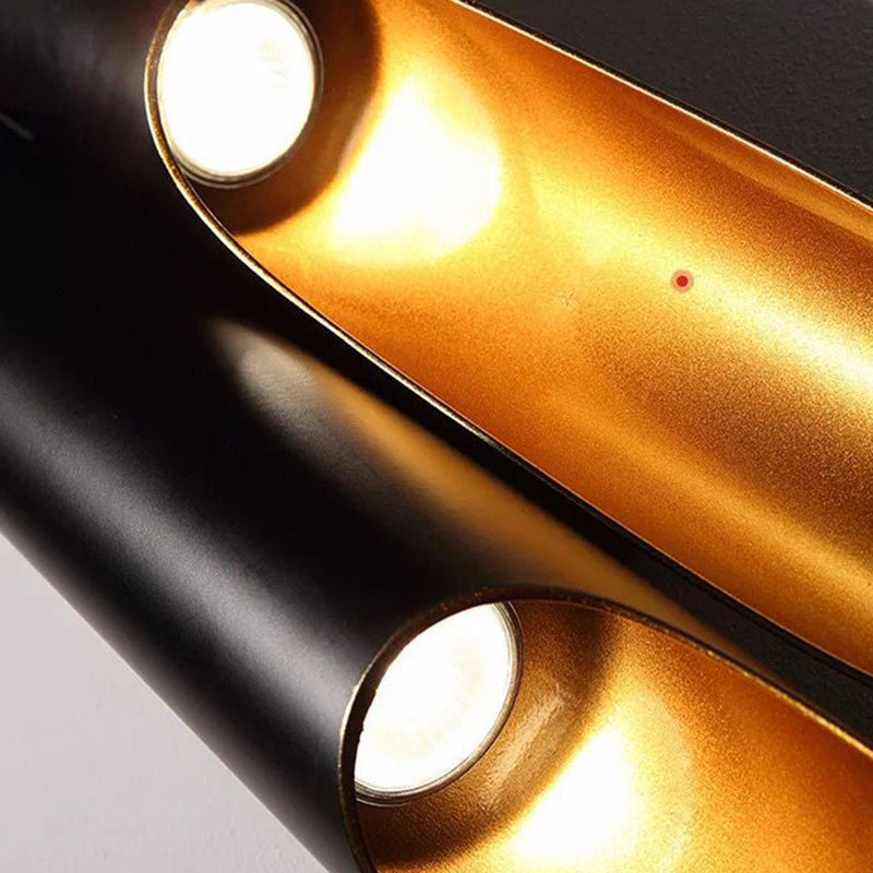 Schwarz -Gold -zylindrische Wandleuchte im modernen Luxusstil lackierten Aluminiumwandleuchten