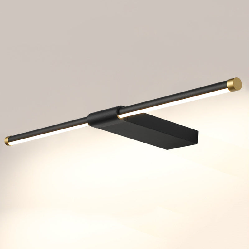 Metal linear Shade Mirror Wall Lights Modern 1 Head Wall Mount Fixture in White and Black