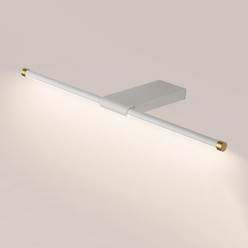 Metal linear Shade Mirror Wall Lights Modern 1 Head Wall Mount Fixture in White and Black