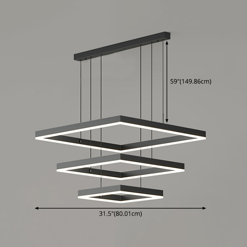 Luces colgantes colgantes de aluminio negro lámparas colgantes modernas para sala de estar