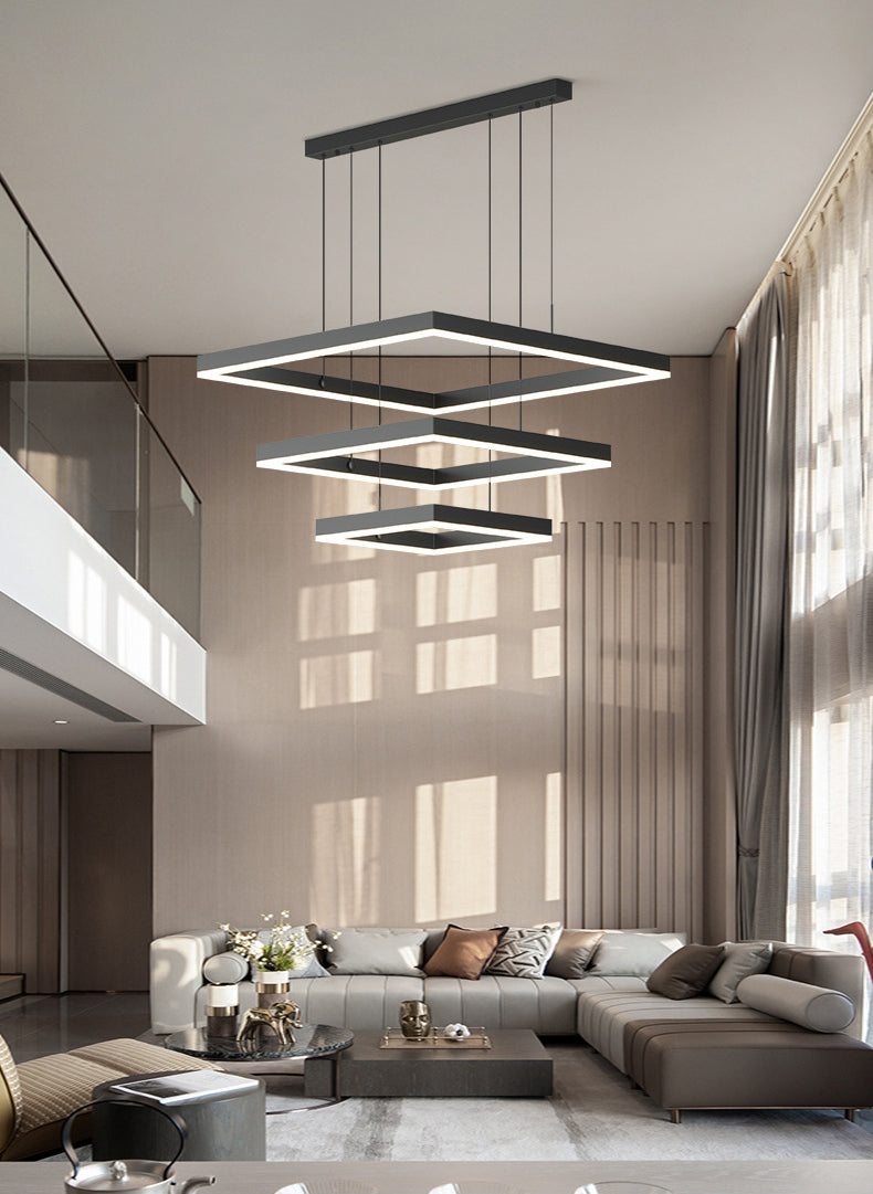 Luces colgantes colgantes de aluminio negro lámparas colgantes modernas para sala de estar